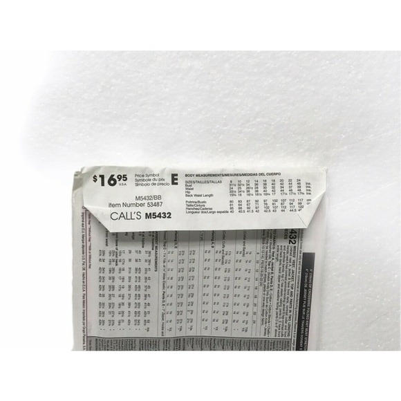 McCall M5432 VEST JACKET TOP PANT 16-24 bust 38-46 Sewing pattern 2007 Misses - Picture 7 of 7